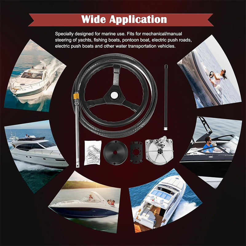 ボートステアリングシステム、15フィートケーブル船外ステアリ - Fishing Boat Steering Wheel のレビューと価格